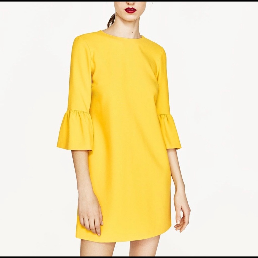 Zara ruffle sleeve yellow dress
